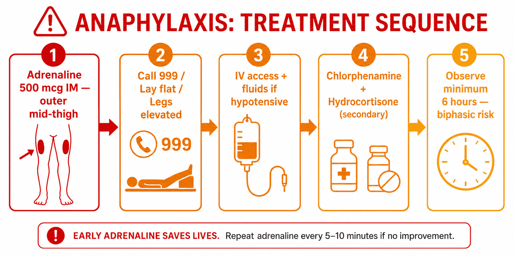 Anaphylaxis treatment sequence